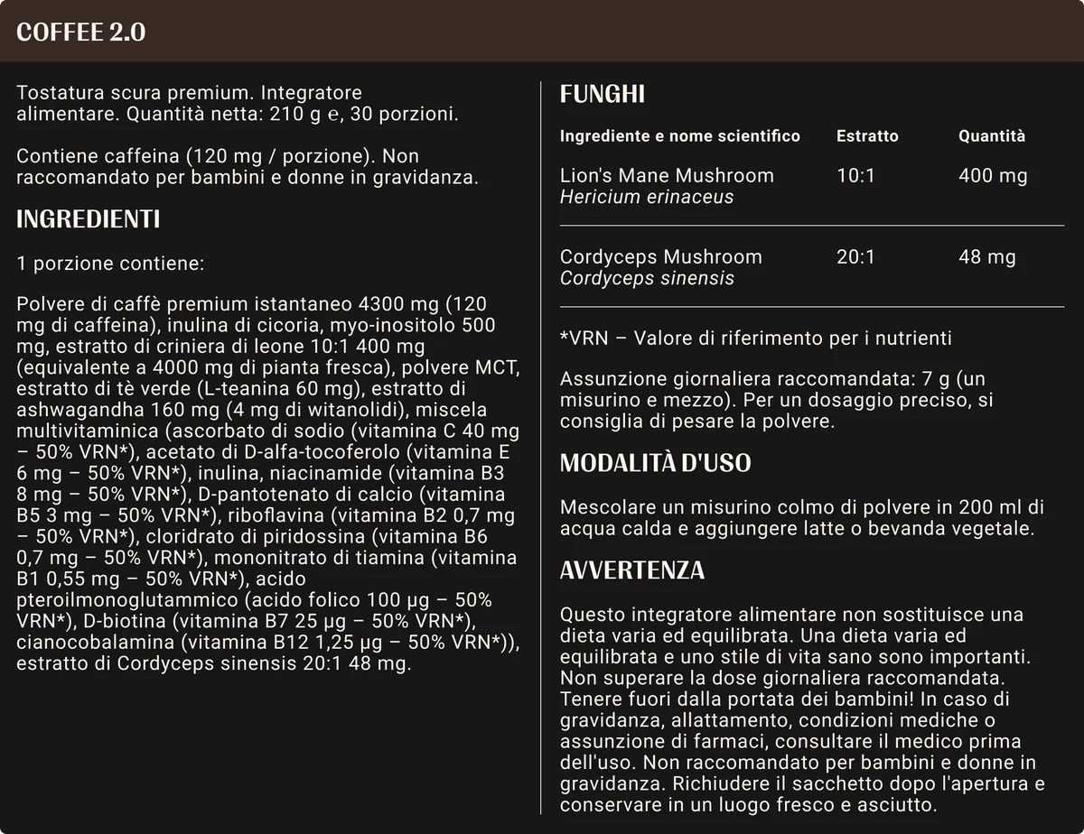 Valori nutrizionali PREMIUM DARK ROAST