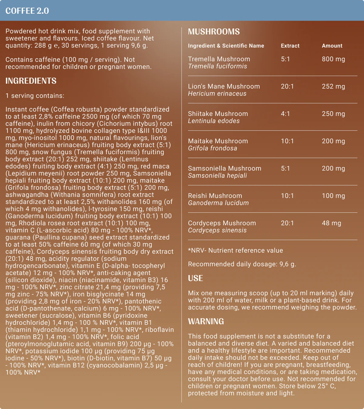 Valori nutrizionali ICED COFFEE